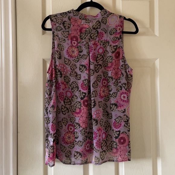 Modcloth retro 1960s floral sheer blouse with bow - Picture 6 of 7
